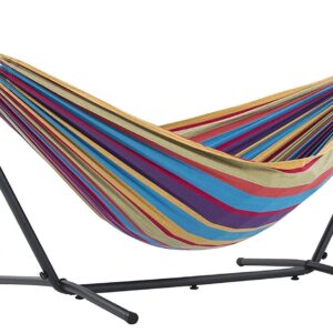 Cotton Hammock with Space Saving Steel Stand