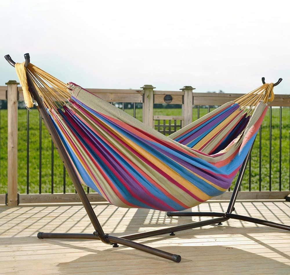 Cotton Hammock with Space Saving Steel Stand - Image 2