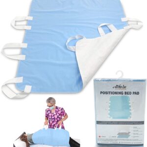 Washable and Reusable Positioning Bed Pad with Handles, Waterproof Incontinence Underpad (Blue, 1-Pack)
