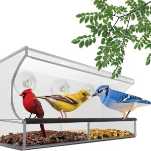 Clear Window Bird Feeders with Strong Suction Cups - Strong Suction Cup Bird Feeder - Window Clear Bird Feeders for Window - Bird Houses for Viewing - Big Bird Feeder for Outside