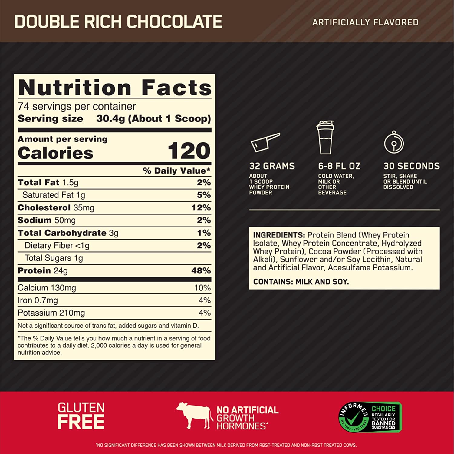 Gold Standard 100% Whey Protein Powder, Double Rich Chocolate, 5 Pound (Packaging May Vary) - Image 2