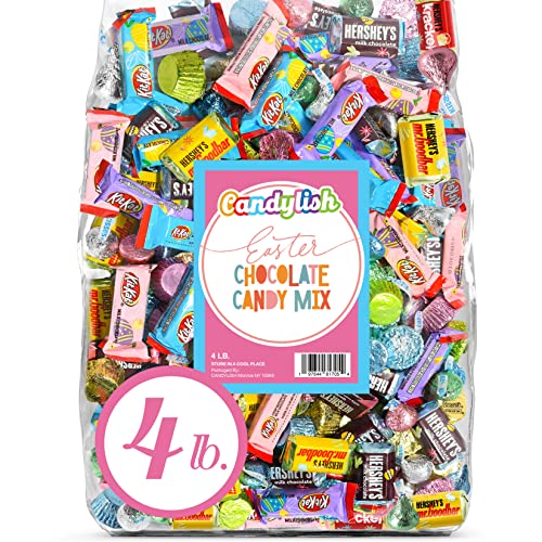 Easter Candy Mix - 4 Pound Bag of Assorted Chocolate Treats, Including KitKat, Hershey\s Miniatures, Hershey\s Kisses, and Miniature Peanut Butter Cups